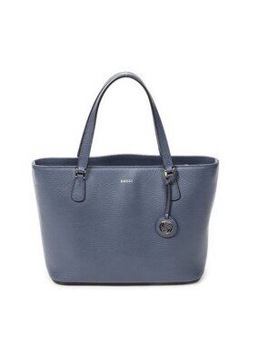 Gucci Interlocking 2-Way Tote Blue Gray Calfskin Leather